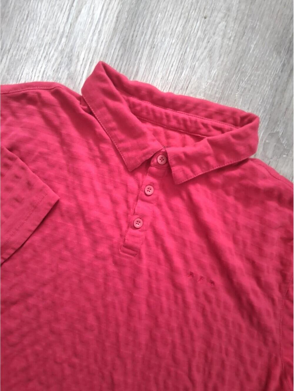 John Varvatos USA Men's Lg Red Seersucker Style Cotton Short Sleeve Polo Shirt